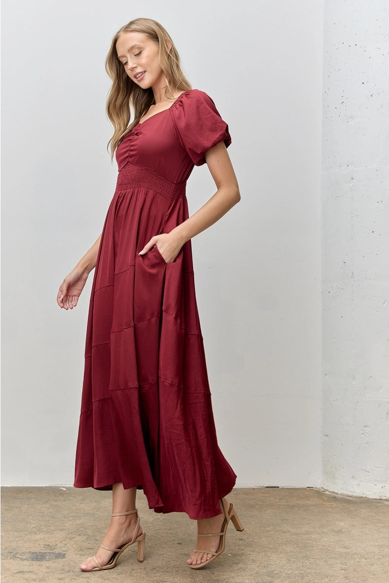Nikki modest maxi dress in burgundy