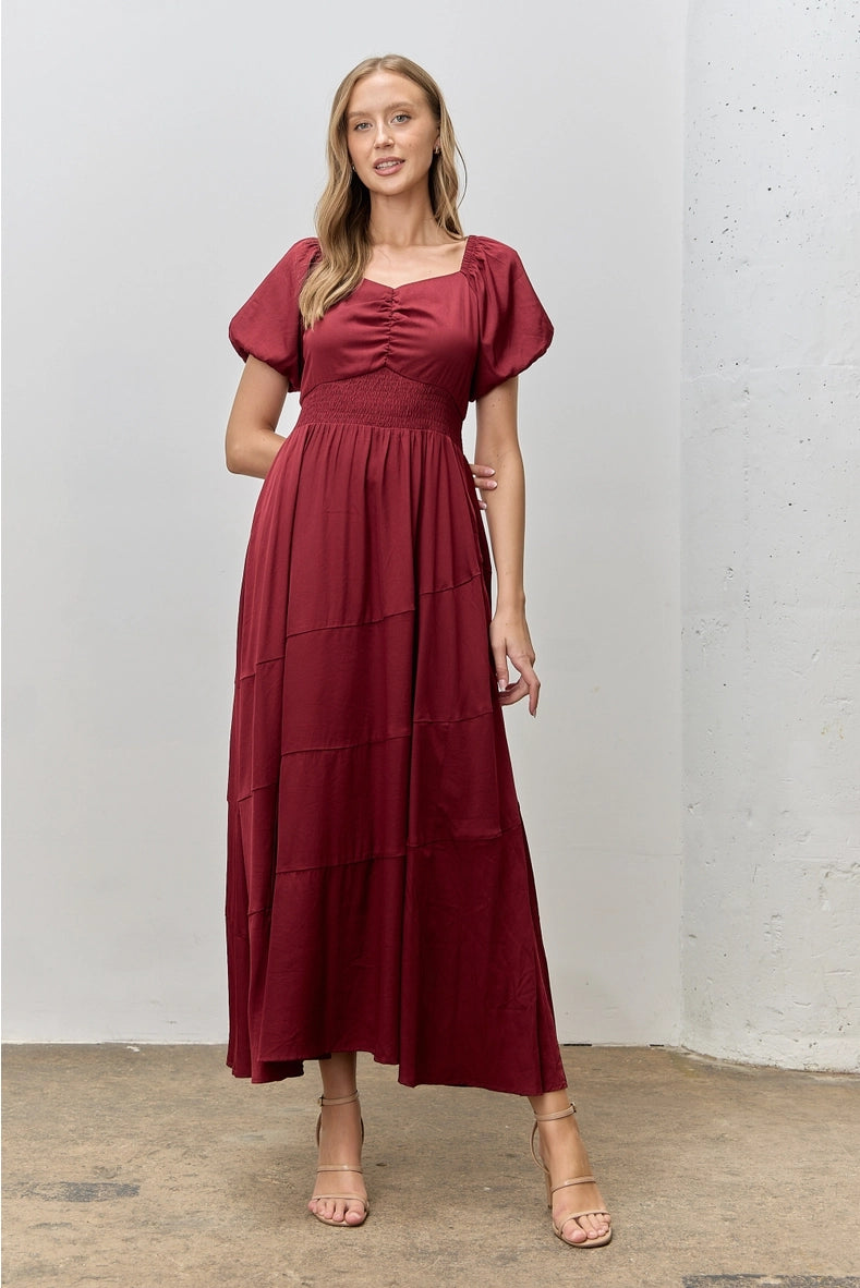 Nikki modest maxi dress in burgundy – JanieLanie