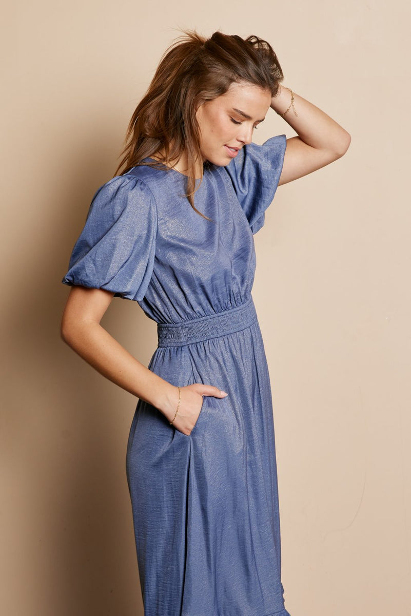 Merry modest maxi dress in blue sparkle-final sale JanieLanie Merry modest maxi dress in blue sparkle-final sale JanieLanie