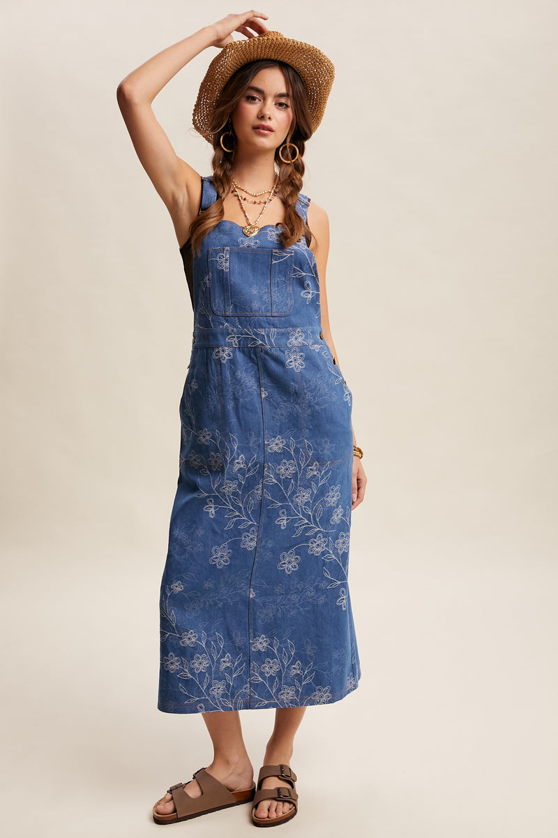Denim embroidered overalls-NEW  JanieLanie