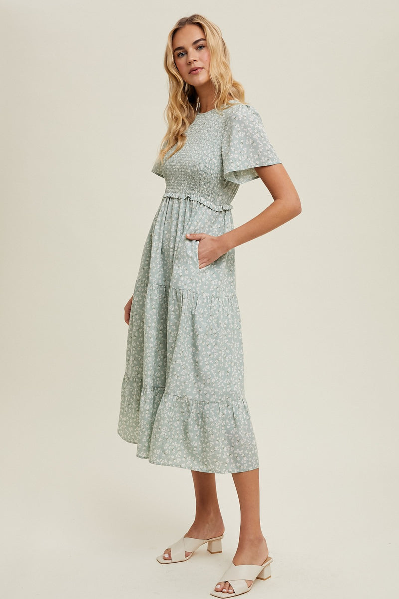 Carmen modest midi dress in sage-final sale – JanieLanie