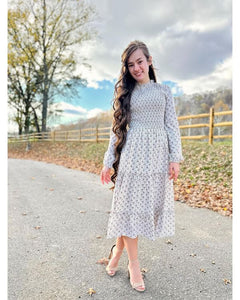 navy blue dress for baby girl Lanie modest midi dress in cream-Exclusive – JanieLanie