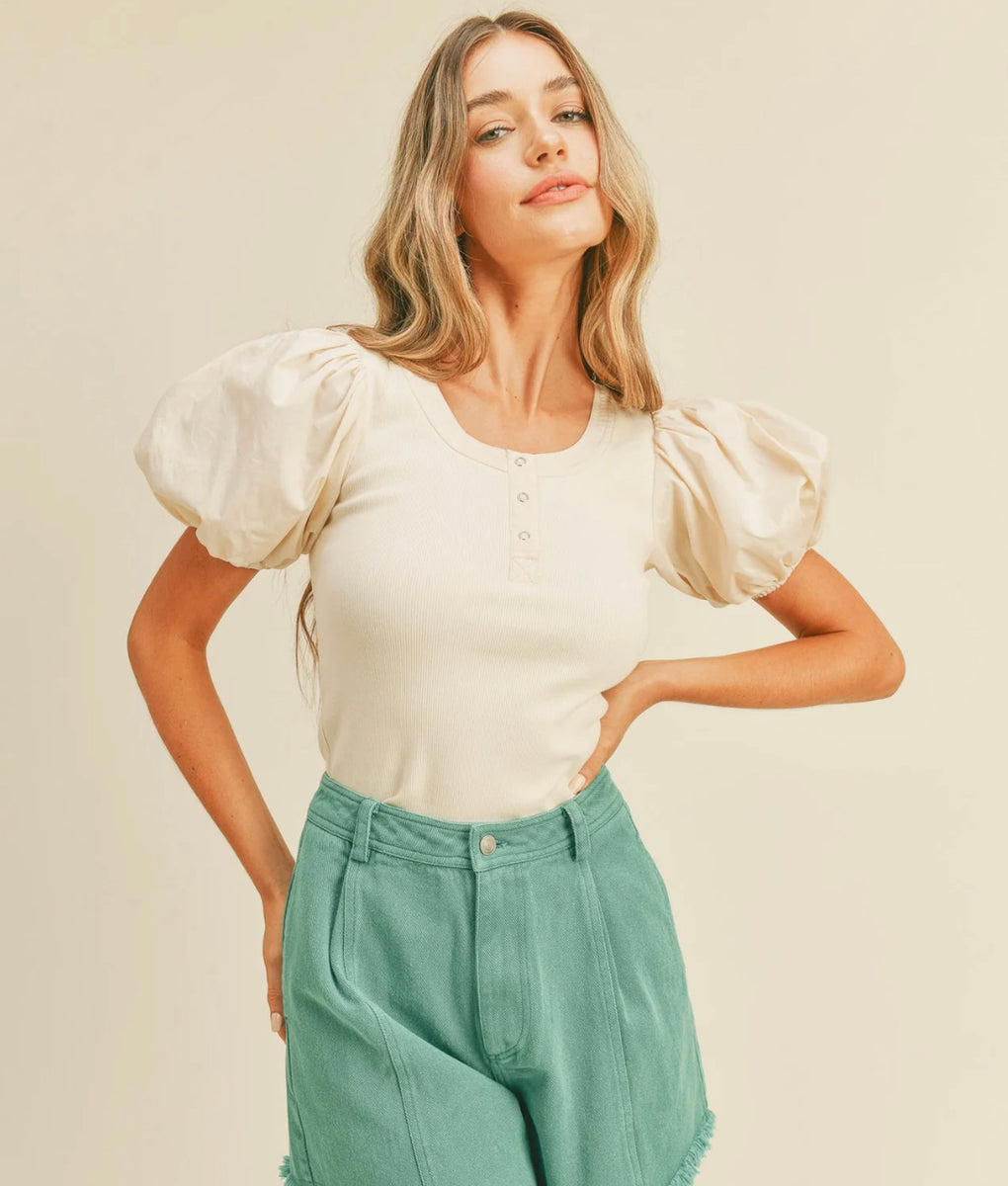Cream Puff Sleeves Top