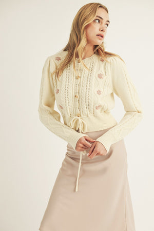 pentecostal women dress Cream tie front floral cardigan – JanieLanie