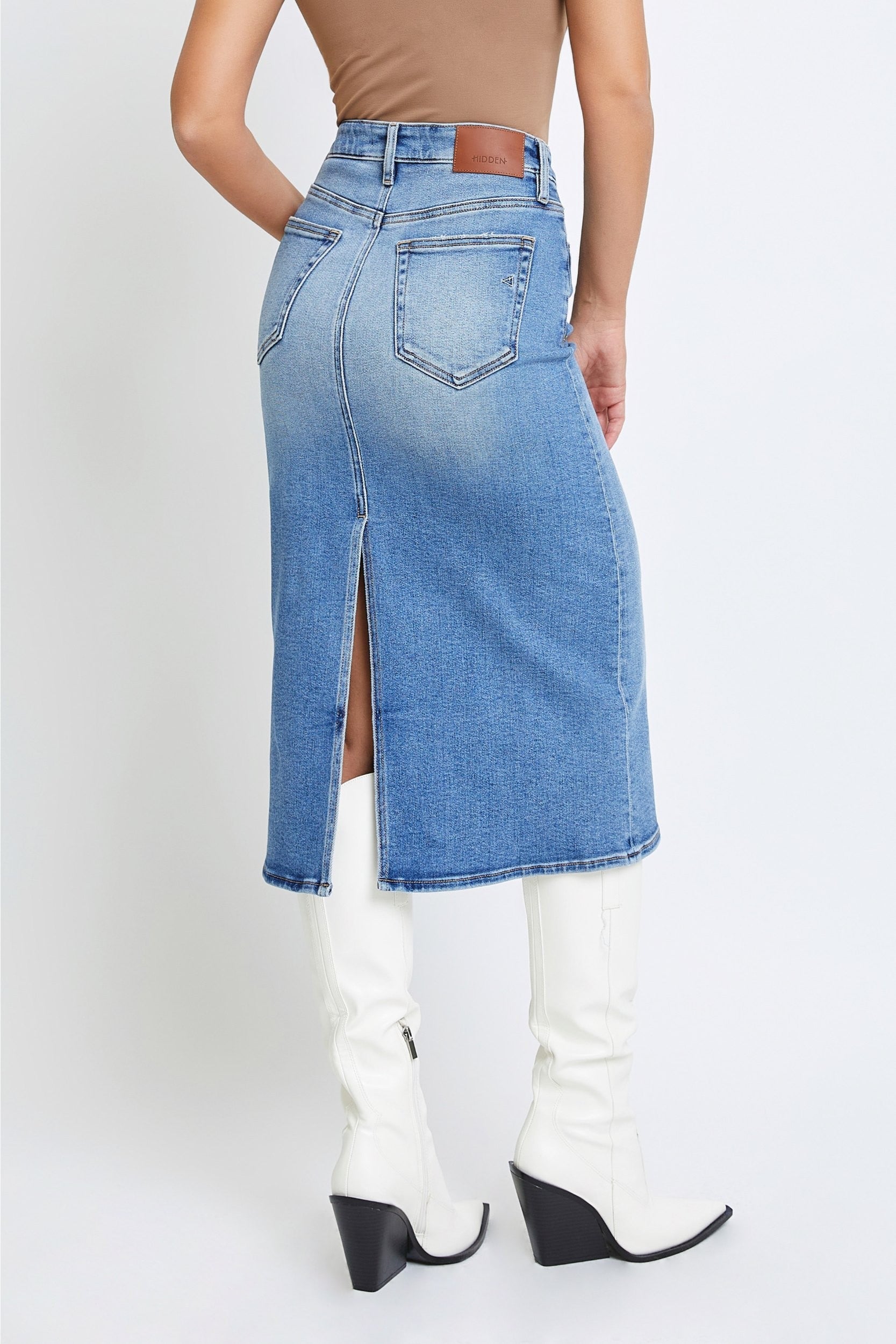 denim dress skirt Red Dress | Medium Wash Cotton Denim Scalloped Mini Skirt