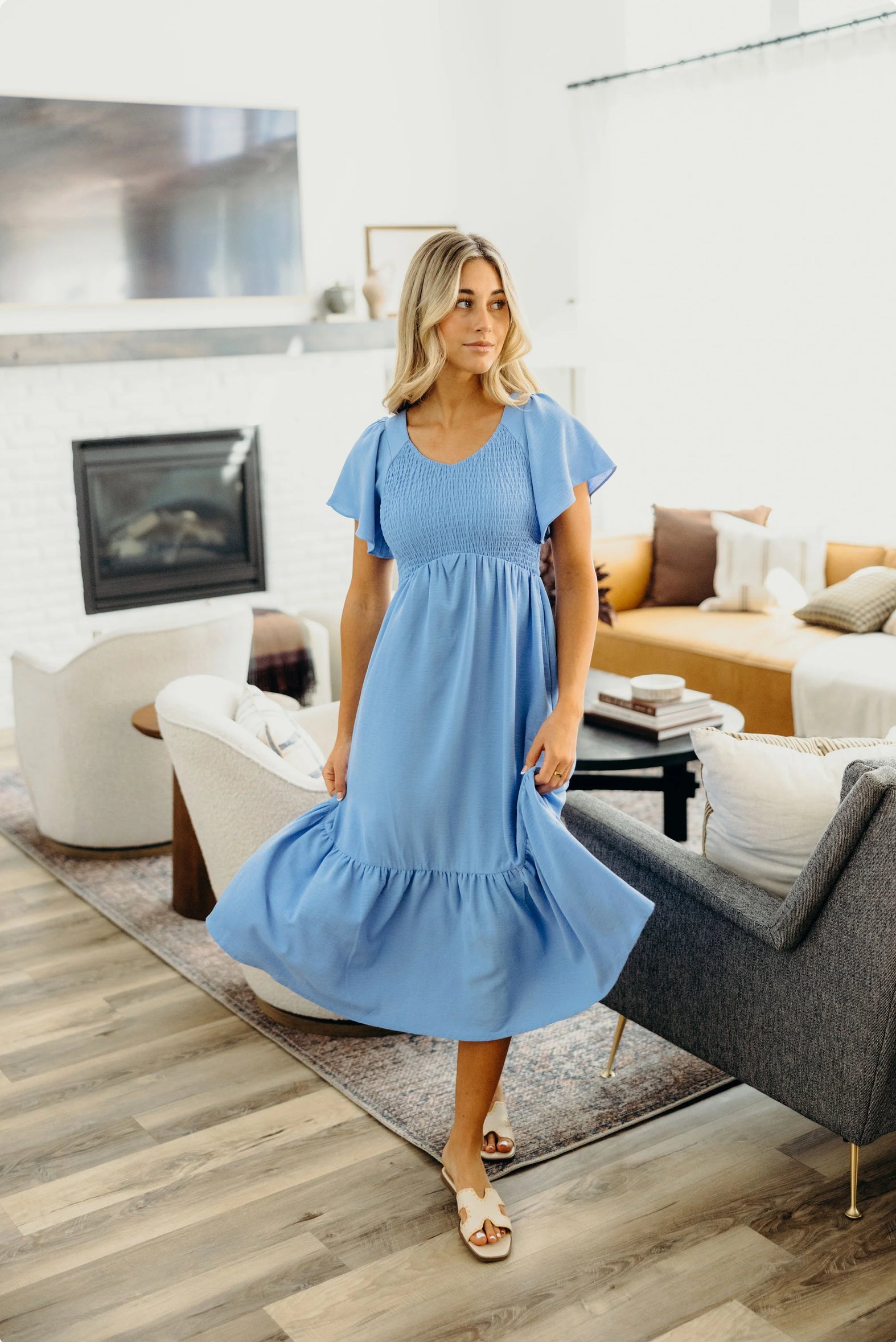 Kendall modest midi dress in coastline blue-final sale JanieLanie Kendall modest midi dress in coastline blue-final sale JanieLanie