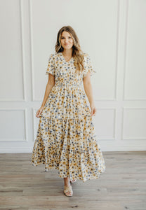 Eden modest maxi dress in golden iris – JanieLanie