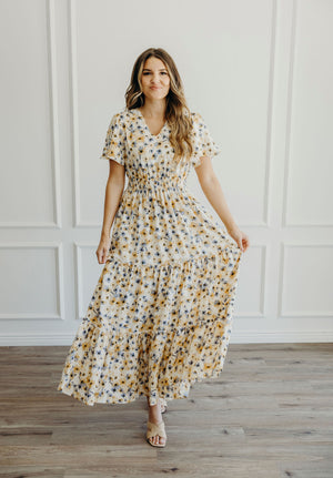 Eden modest maxi dress in golden iris – JanieLanie