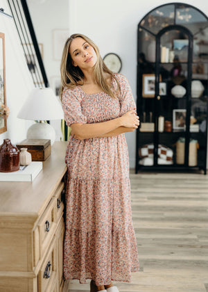 Indie modest midi dress in rosy spritz JanieLanie Indie modest midi dress in rosy spritz JanieLanie