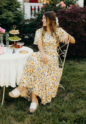 Eden modest maxi dress in golden iris