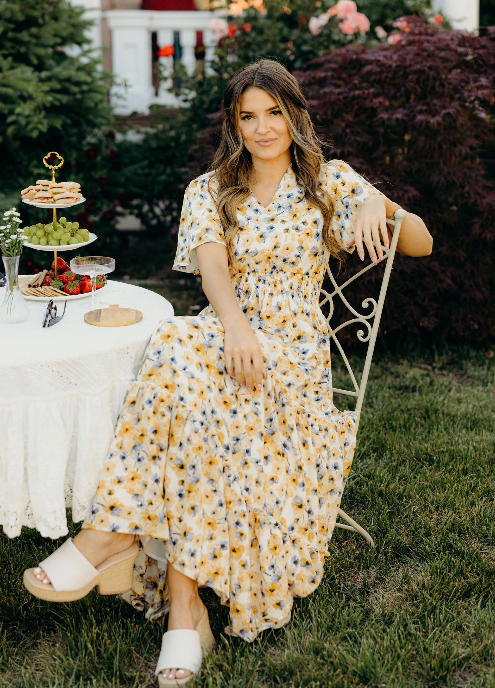 Eden modest maxi dress in golden iris