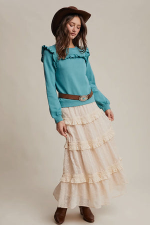 Lace ecru maxi skirt