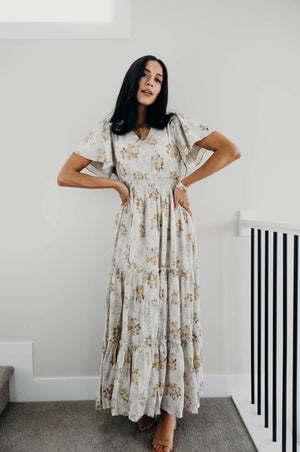 Eden modest maxi dress in amber wreath – JanieLanie