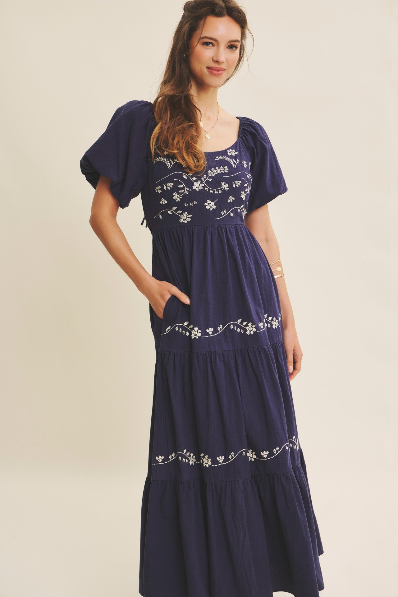 Modest Star Shell Emmy modest maxi dress in navy – JanieLanie