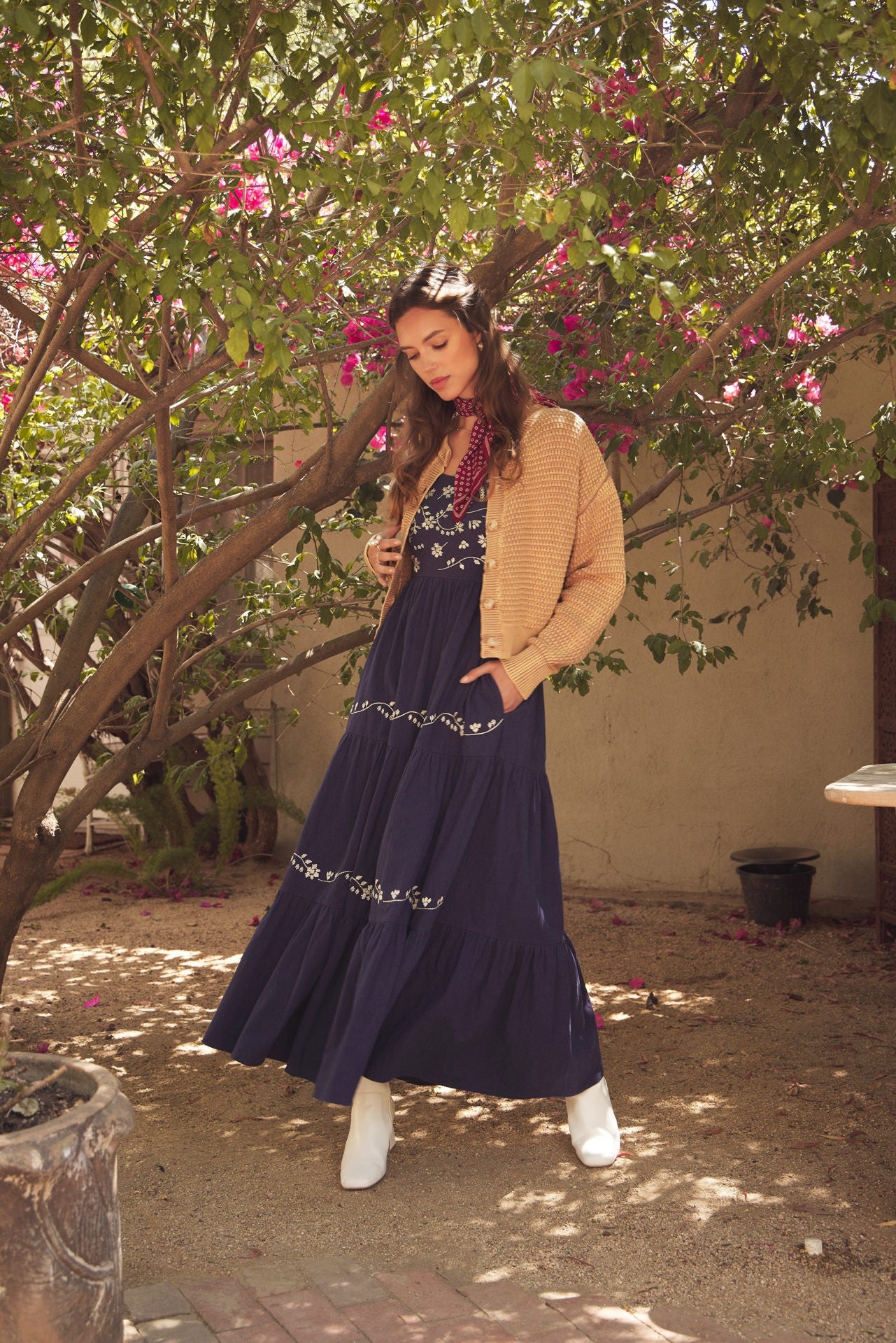 Emmy modest maxi dress in navy – JanieLanie
