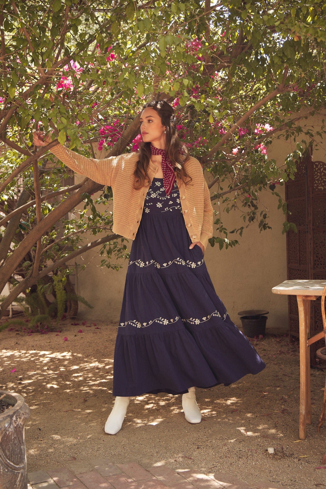 Emmy modest maxi dress in navy – JanieLanie