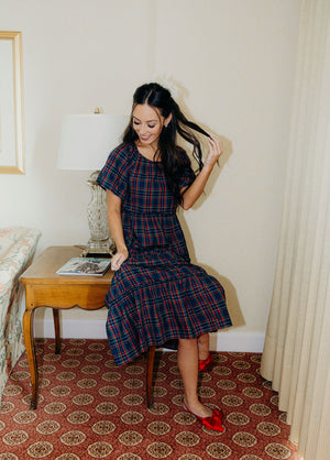 Serena modest midi dress in heritage plaid-final sale JanieLanie Serena modest midi dress in heritage plaid-final sale JanieLanie