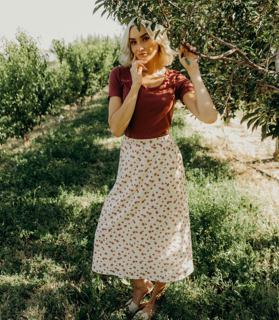 Textured midi skirt in toasted tropic-NEW – JanieLanie