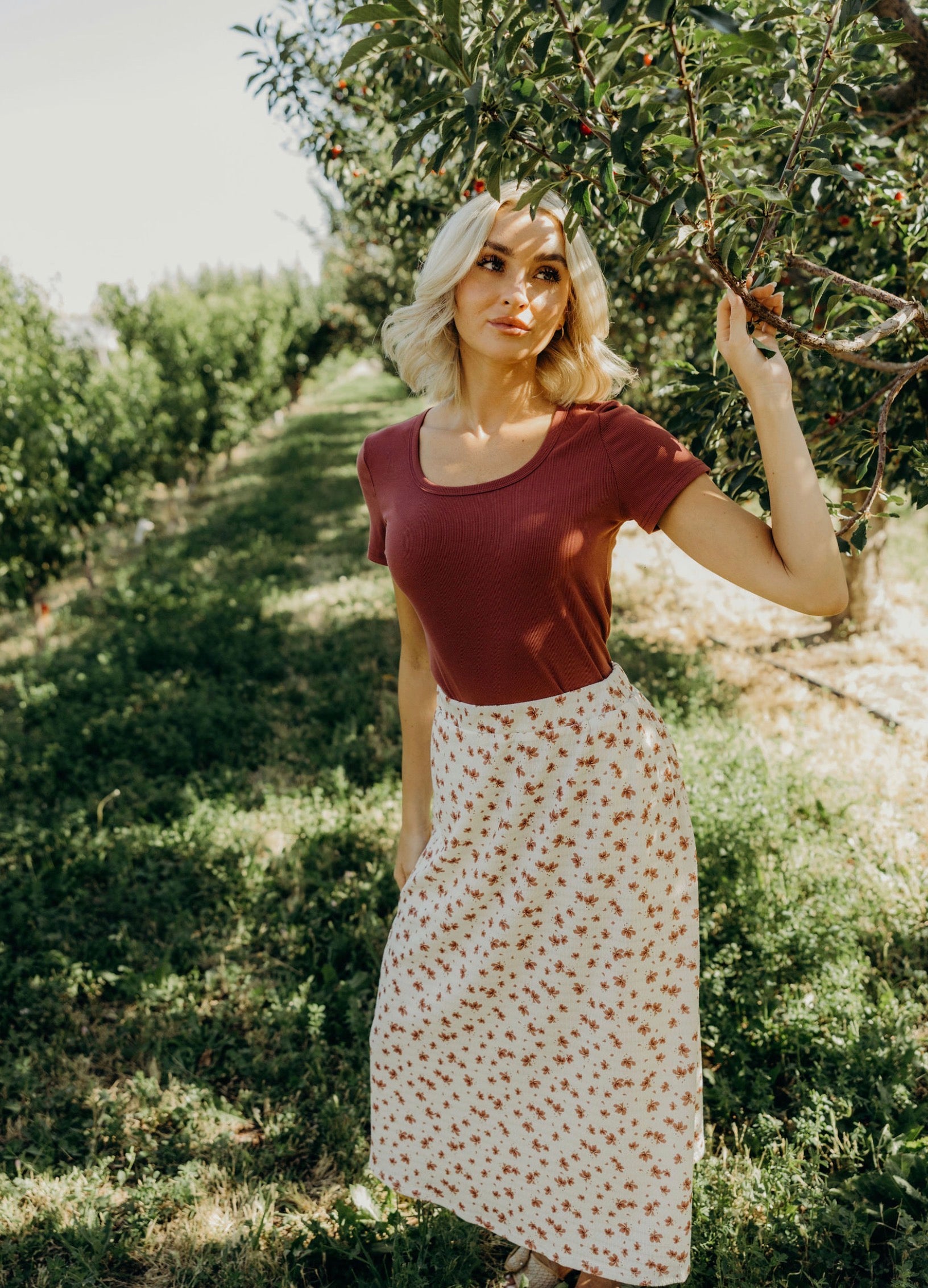 Textured midi skirt in toasted tropic-NEW – JanieLanie