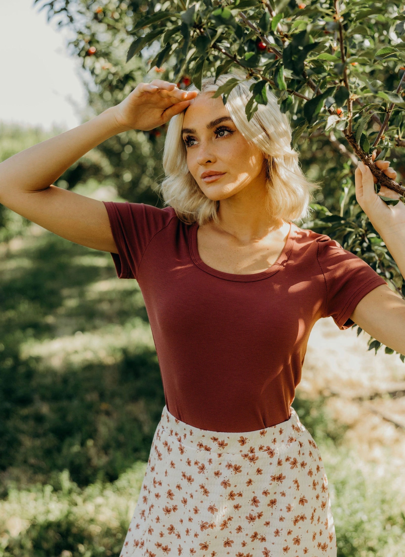 Textured midi skirt in toasted tropic-NEW – JanieLanie