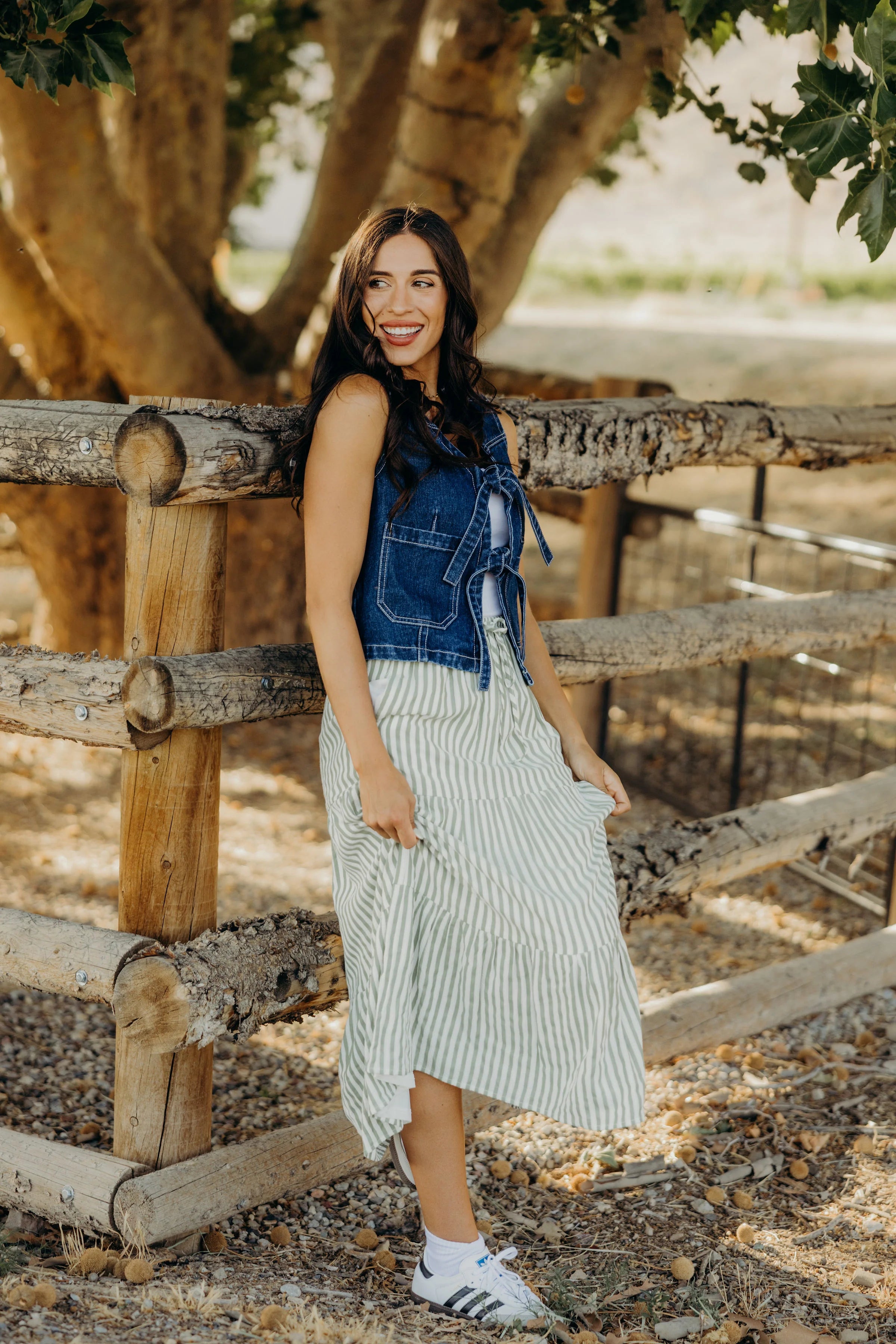jean vest with maxi dress Denim tie vest-NEW – JanieLanie