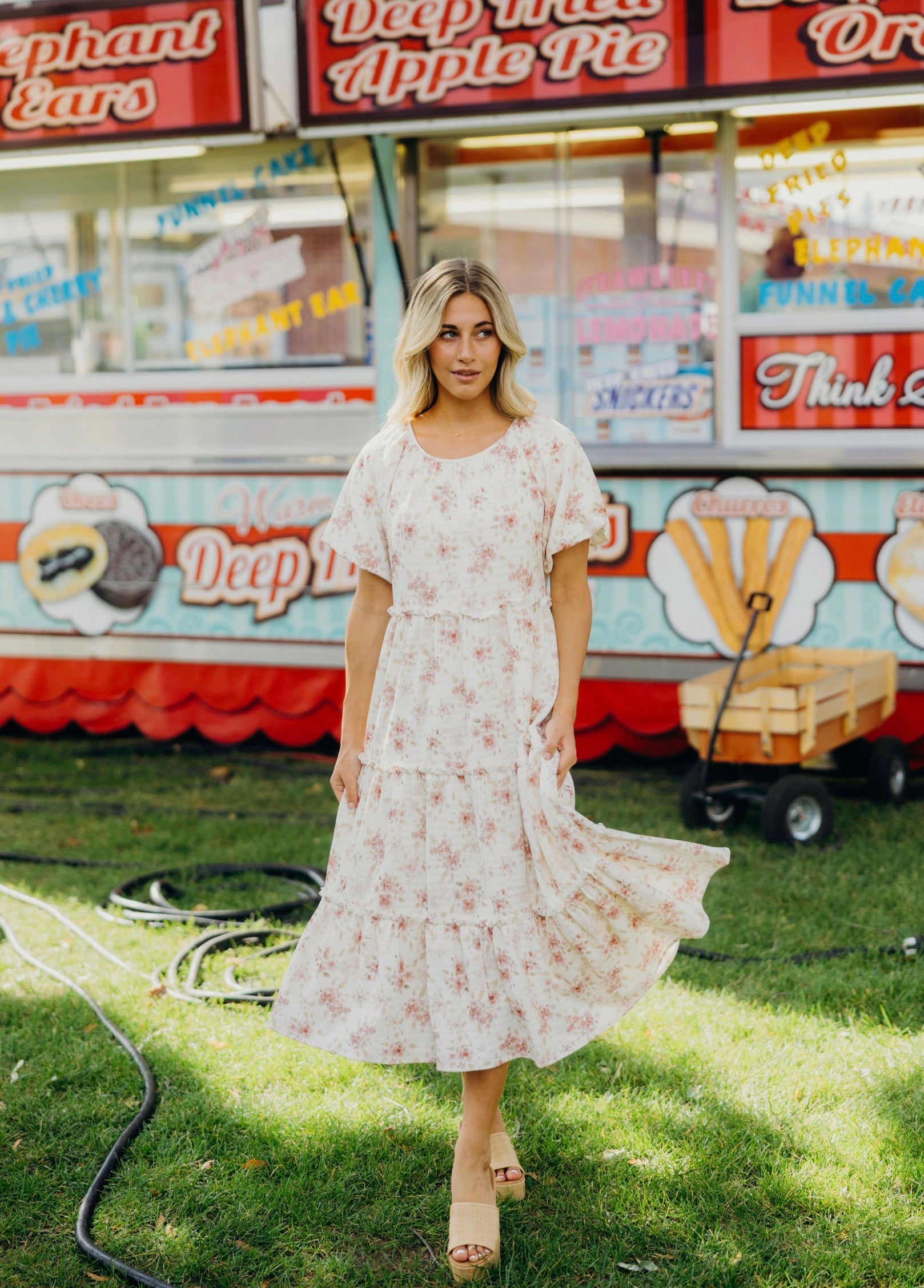modest midi dress for women Citrus Button Down Pink / XL *FINAL SALE* puff sleeves and smocked bodice Modest Midi Dress Black With