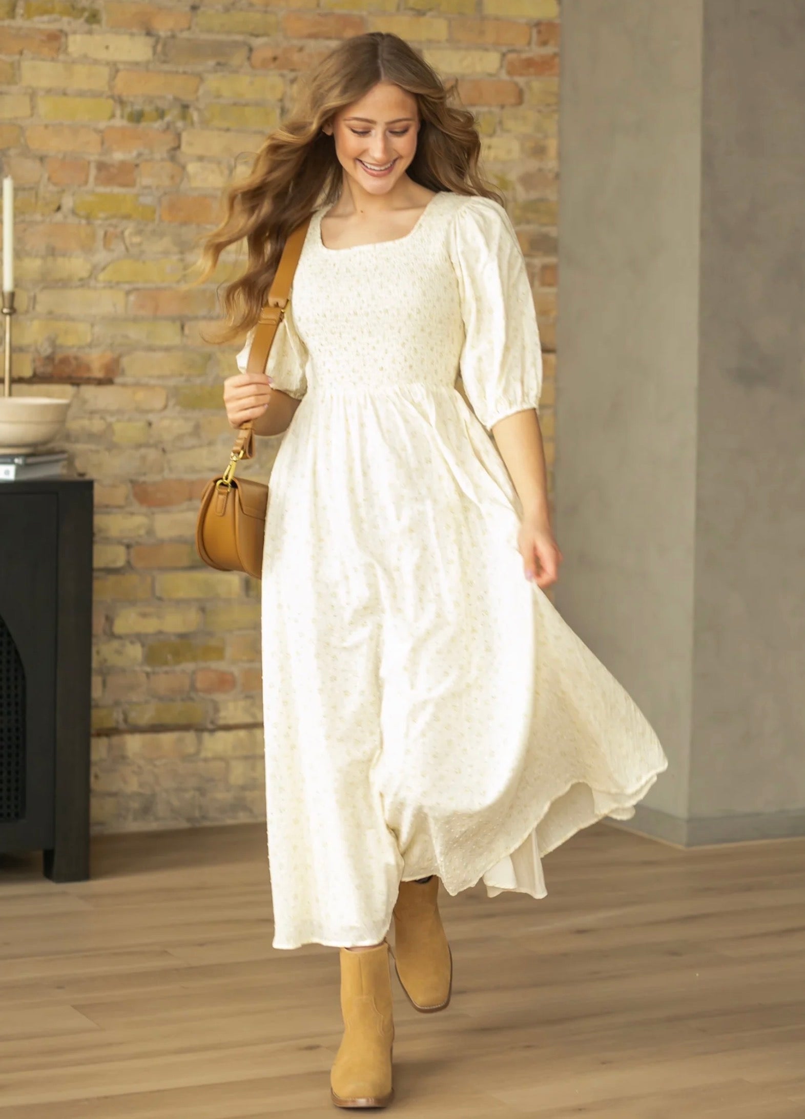 Kayleen modest maxi dress in cream floral-NEW – JanieLanie
