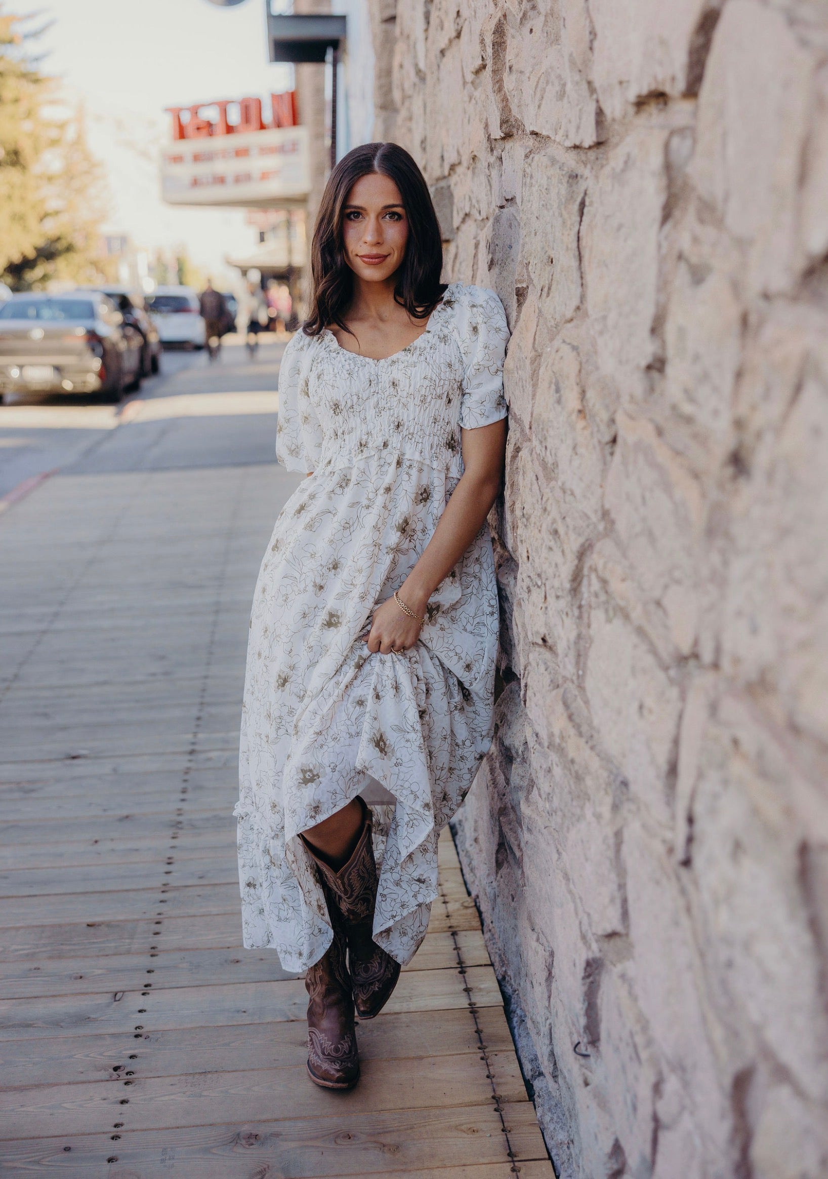midi floral long sleeve dress maxi modest Jensen dress-NEW – JanieLanie Dress length:Extra-Length Nana Jacqueline Colette Knit By Anthropologie Floral Button classy wedding dress