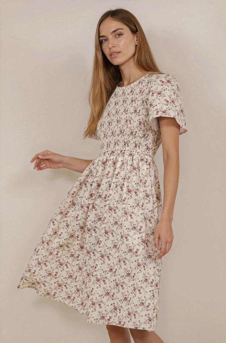 cocktail modest dresses Katie midi dress in cream purple – JanieLanie Size:Customzied 40_summer_small Bust 36.22 inch Camo prom dress and