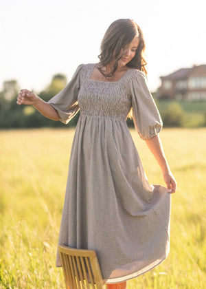 Kayleen modest midi dress in gingham JanieLanie Kayleen modest midi dress in gingham JanieLanie