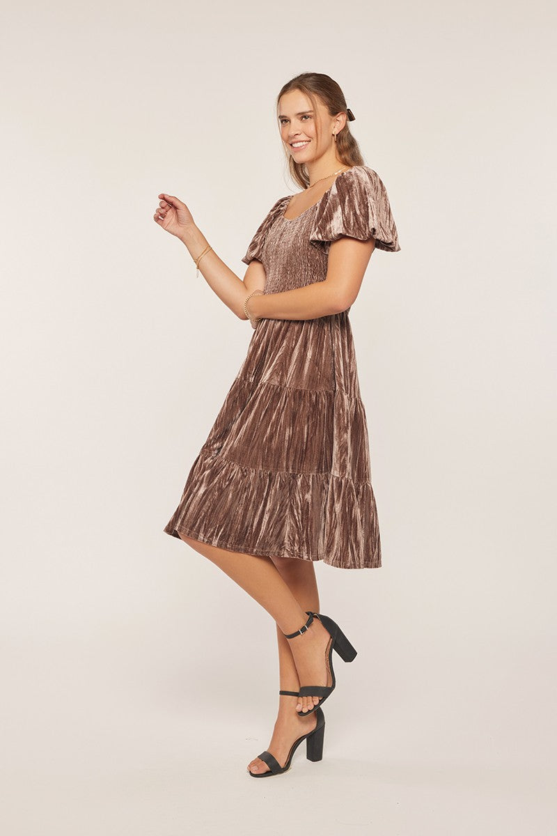 Talia velvet modest midi dress