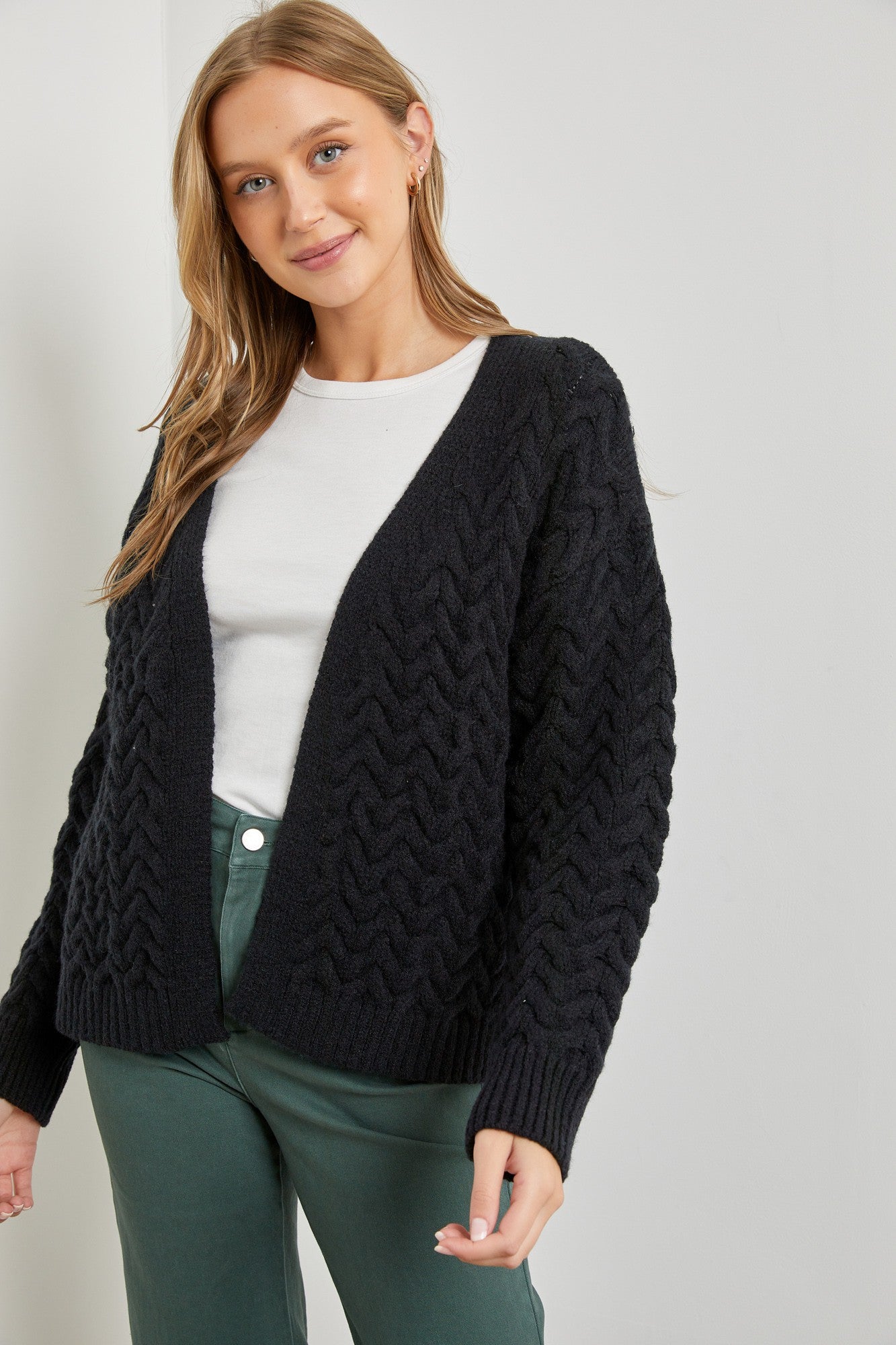 black cardigan for dress Long Women with Pockets Lightweight Summer Cardigan Shrug Long Sleeve Open Front Top Dressy Casual Business Work Thin Sweater,S at Amazon Women's Clothing store lyocell blend Black open knit cardigan-final sale