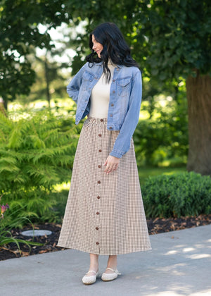 Brown gingham maxi skirt – JanieLanie