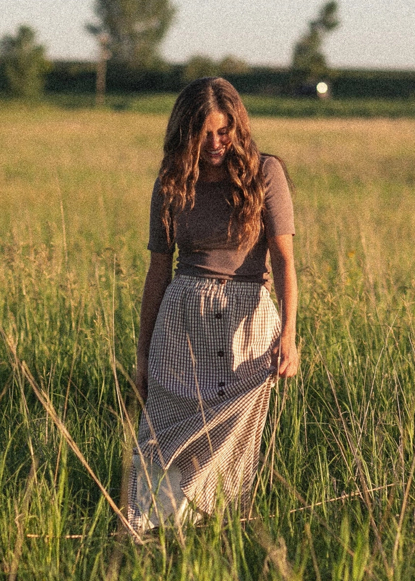 Brown gingham maxi skirt JanieLanie Brown gingham maxi skirt JanieLanie