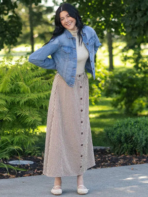 Brown gingham maxi skirt  JanieLanie