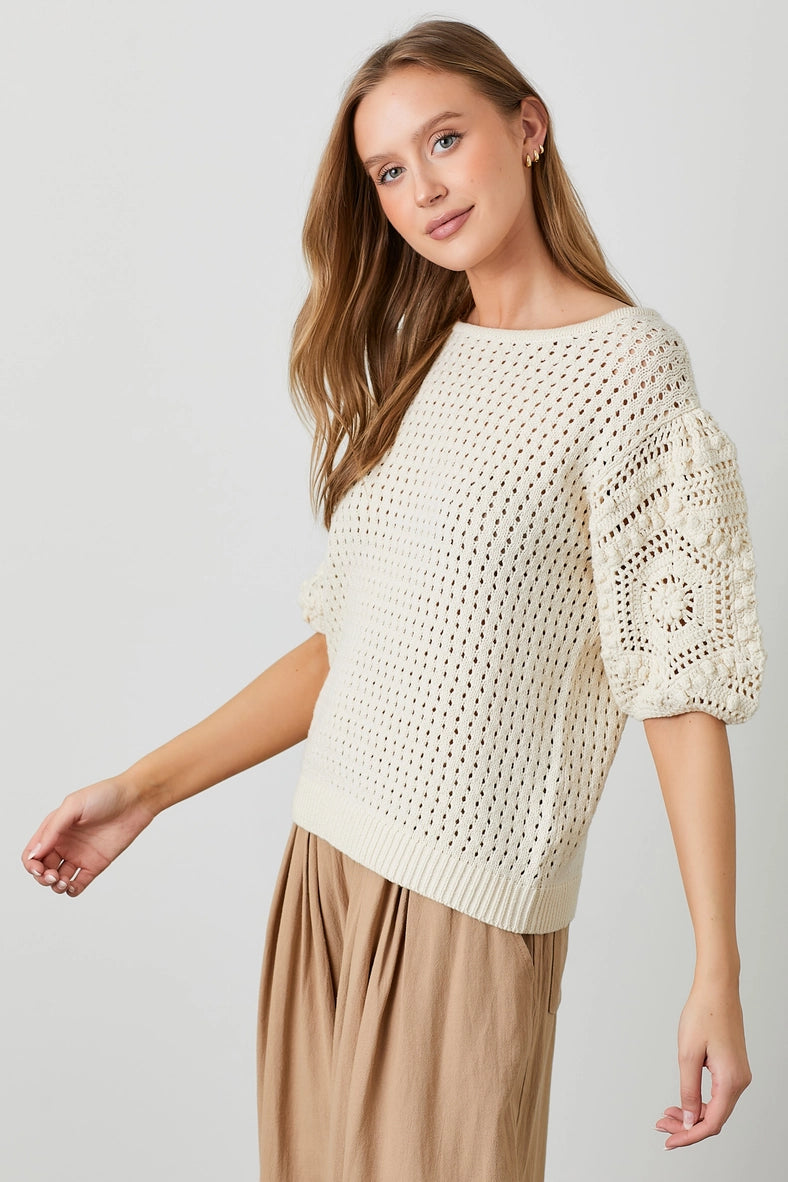 crochet tops and dresses Cream crochet sweater top – JanieLanie