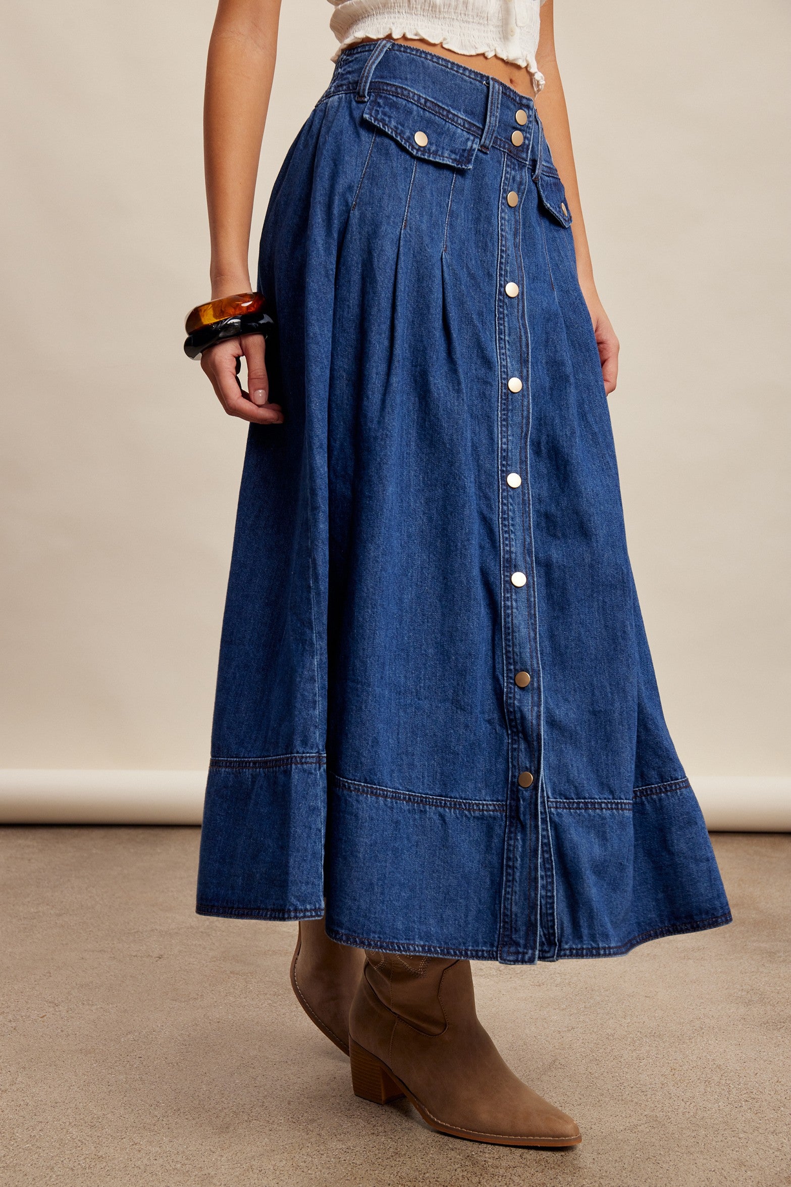 denim dresses and skirts Button front pleated maxi skirt – JanieLanie and more. gemstone jewelry Color:lime COSTUME RENTAL - C92