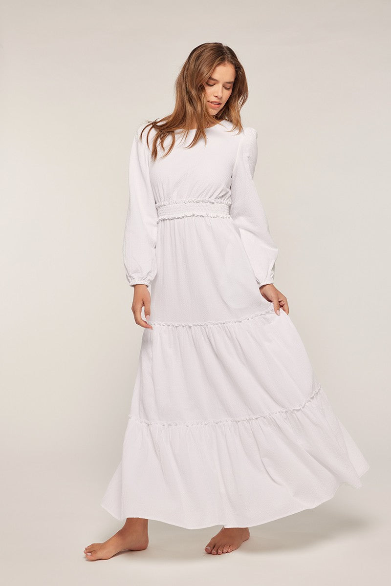 white dress for church women Elise temple dress – JanieLanie