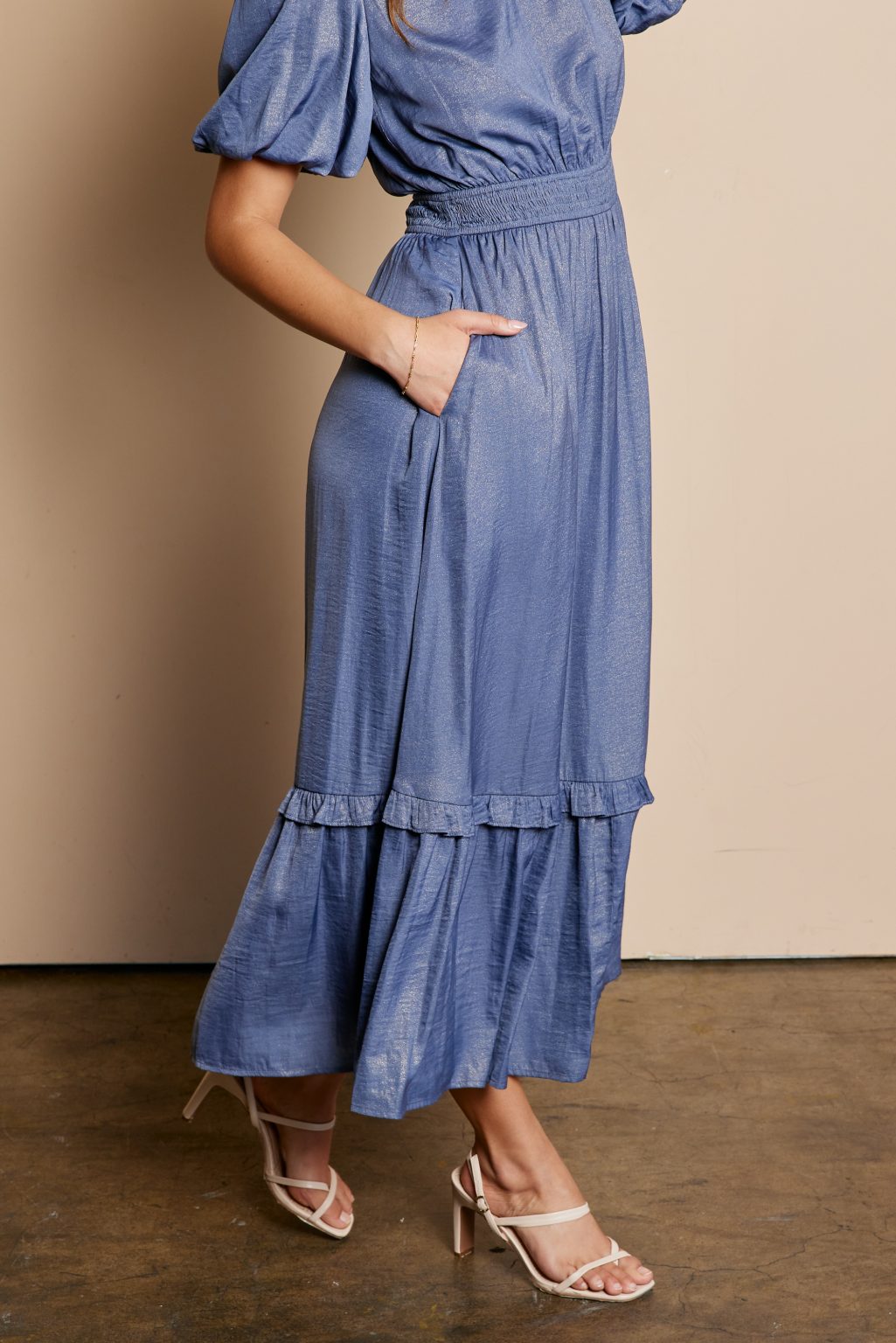 Merry modest maxi dress in blue sparkle-final sale JanieLanie Merry modest maxi dress in blue sparkle-final sale JanieLanie