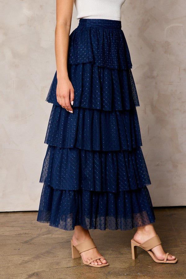 Tiered ruffle skirt in navy-final sale JanieLanie Tiered ruffle skirt in navy-final sale JanieLanie