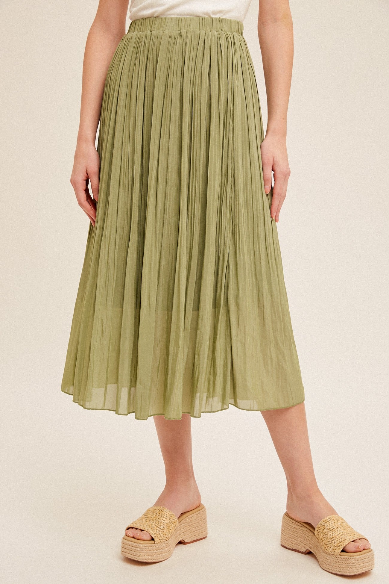 Pleated skirt in aloe green-final sale – JanieLanie