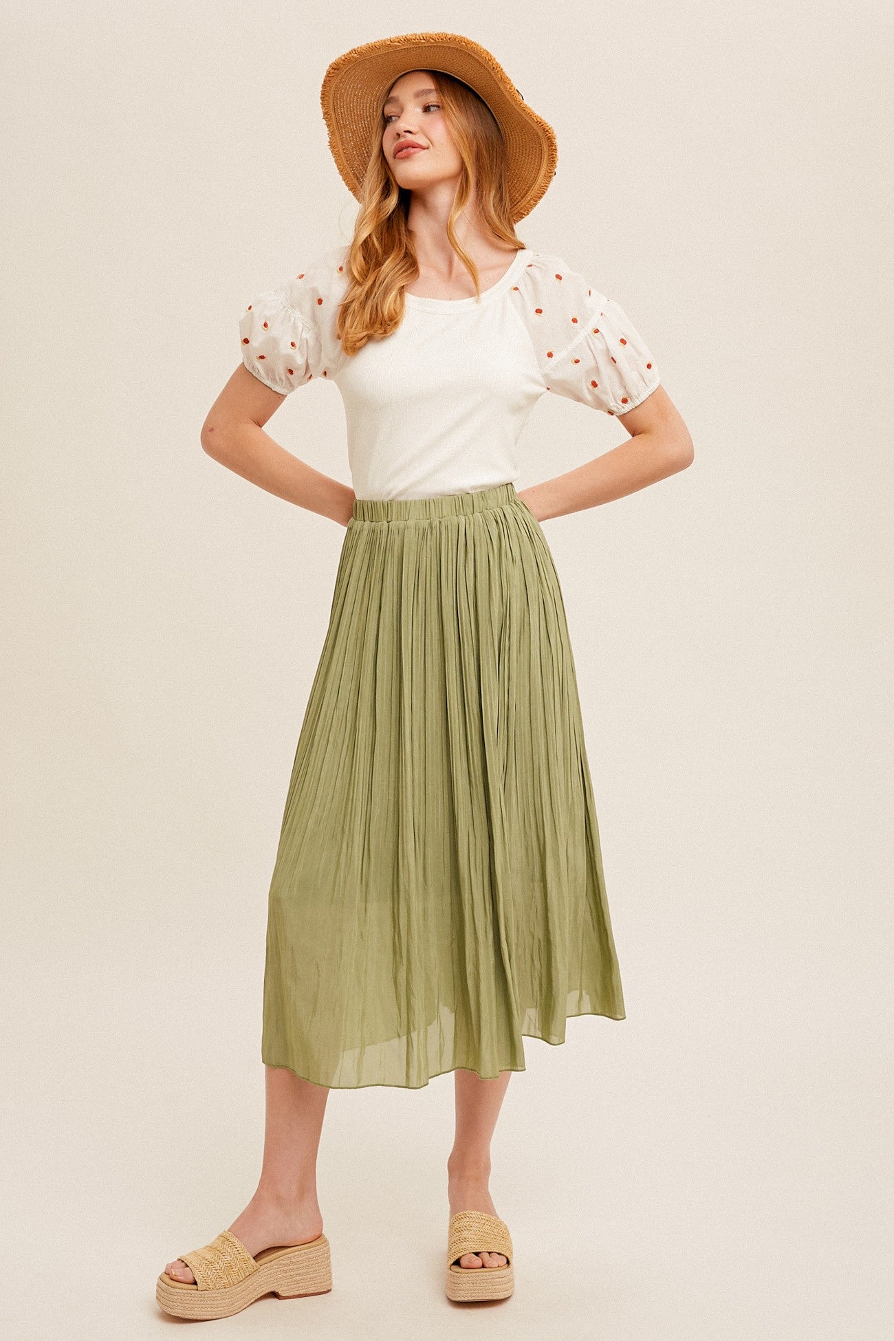 Pleated skirt in aloe green JanieLanie Pleated skirt in aloe green JanieLanie