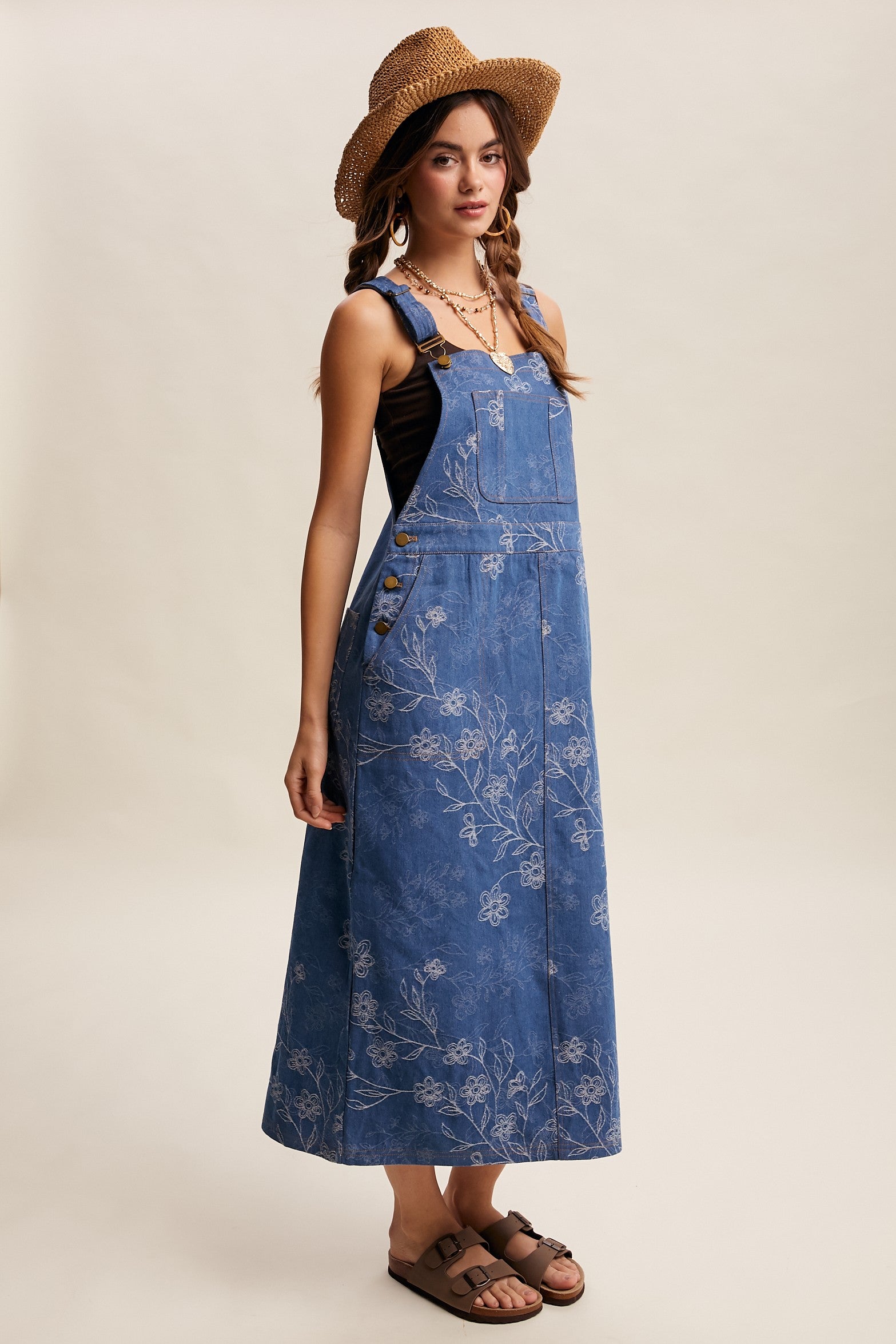 Denim embroidered overalls-NEW – JanieLanie