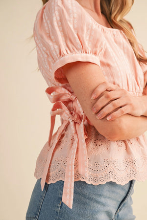 Striped floral peplum top in peach-NEW – JanieLanie