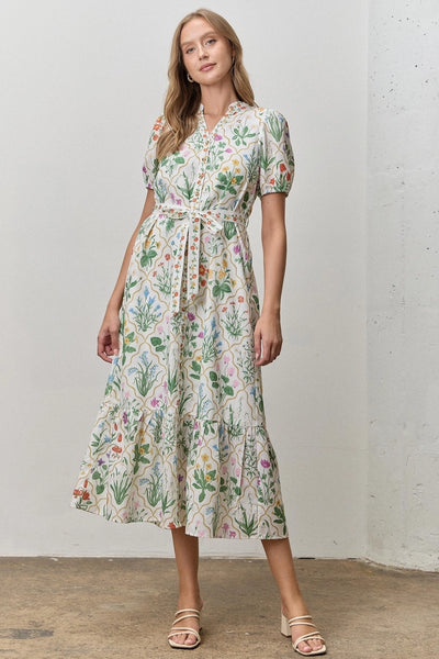 summer midi dress with sleeves Summer modest midi dress-NEW – JanieLanie