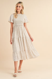 Carmen modest midi dress in ecru-final sale – JanieLanie