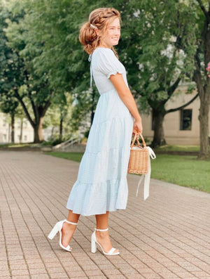 Alex modest midi dress in sage – JanieLanie