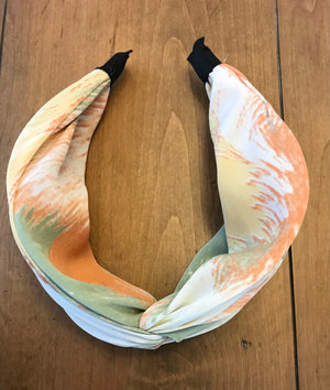 Sage multicolor knotted fabric headband